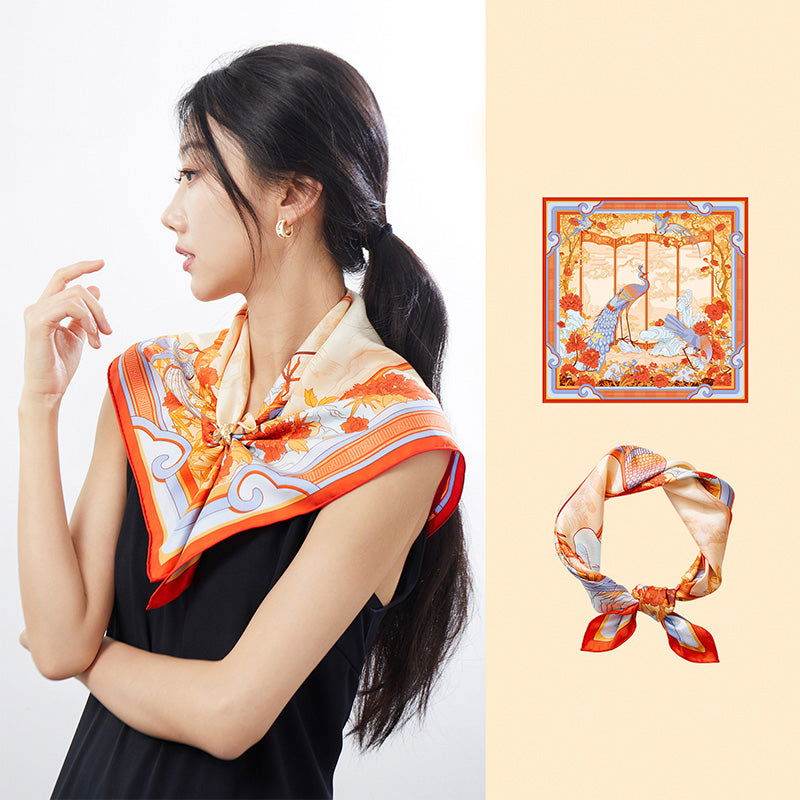 Mulberry Silk 16 Momme Elegant Silk Twilly Headband 63.5x63.5cm - SinoCultural