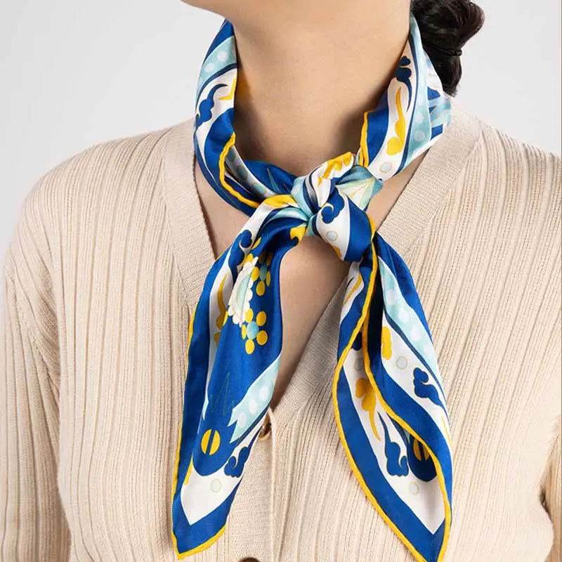 14 Momme Mulberry Silk Square Scarf Phoenix Crown 63x63cm - SinoCultural -- LS045 - 