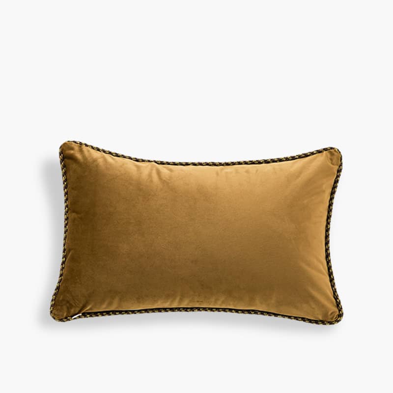 Chinoiserie Vintage Short Plush Lumbar Pillow Black-Gold Bamboo - SinoCultural