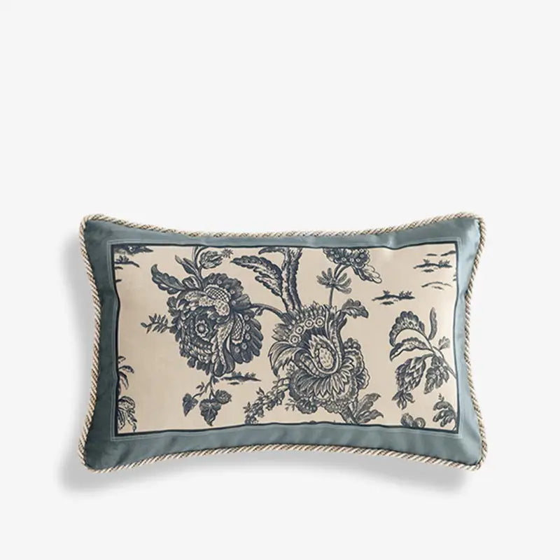 Chinoiserie Short Plush Lumbar Pillow Blue and White Whispers - SinoCultural