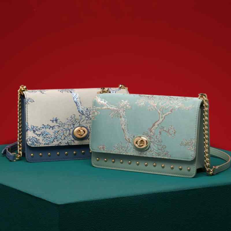Embroidery Leather Chain Strap Shoulder Handbag Sacred Tree-Shoulder Bag-SinoCultural-SinoCultural