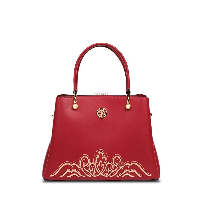 Embroidery Genuine Leather Elegant Crossbody Bag - SinoCultural