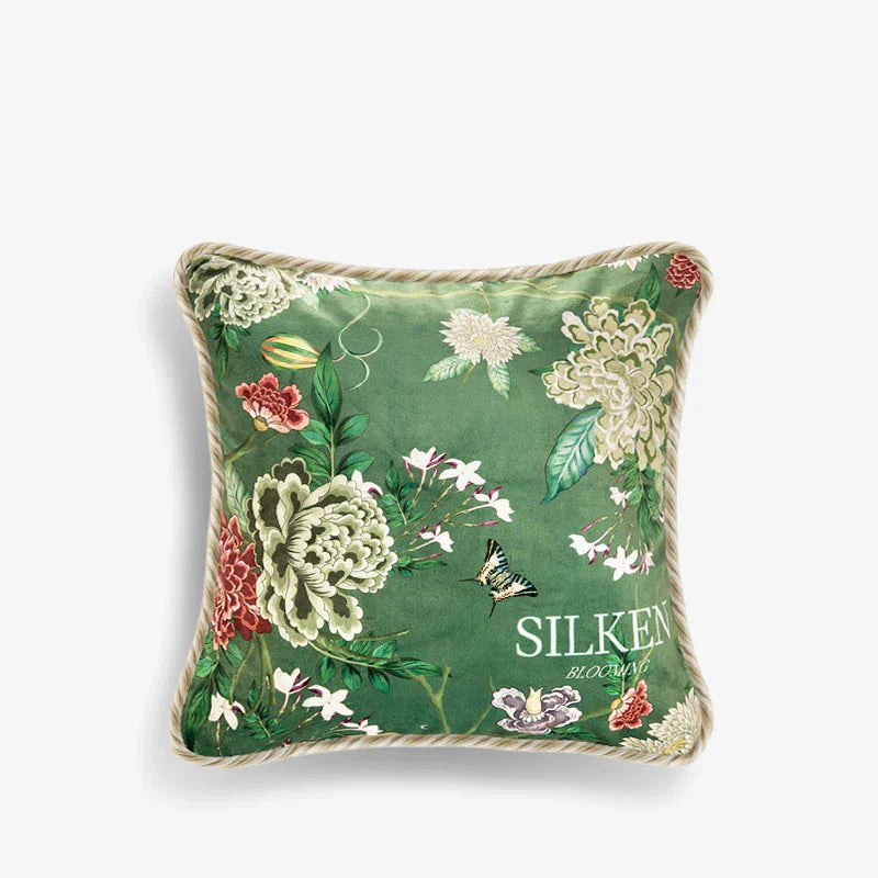 Chinoiserie Vintage Flowers and Birds Throw Pillow