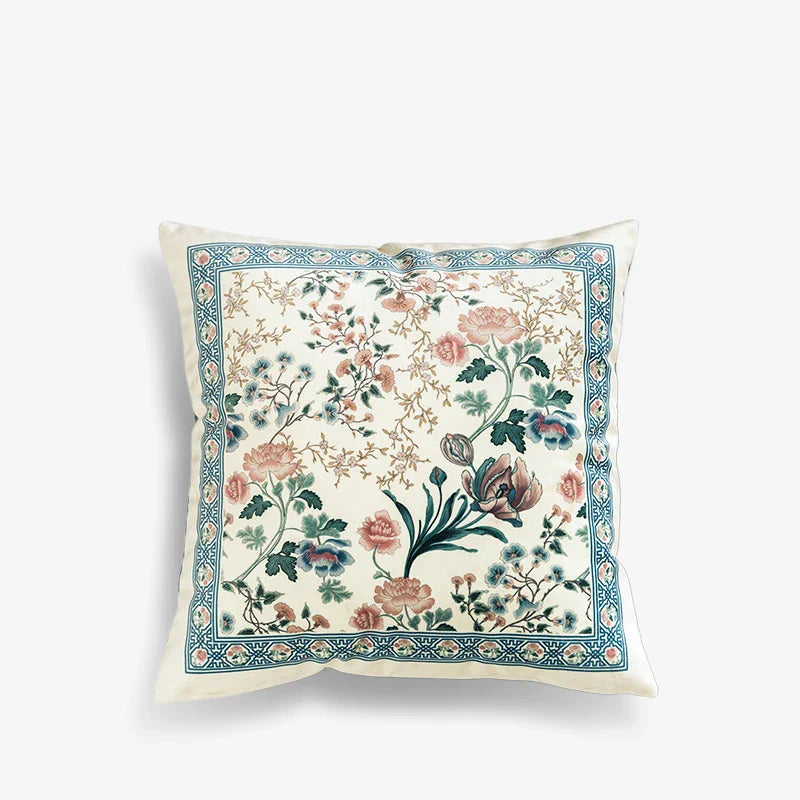 Chinoiserie Original Flowers and Birds Throw Pillow