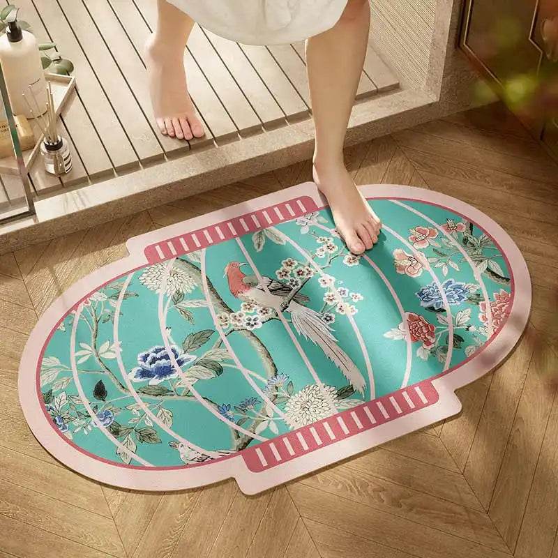Chinoiserie Lantern-Shaped Absorbent Bathroom Mat Non-Slip Rug - SinoCultural