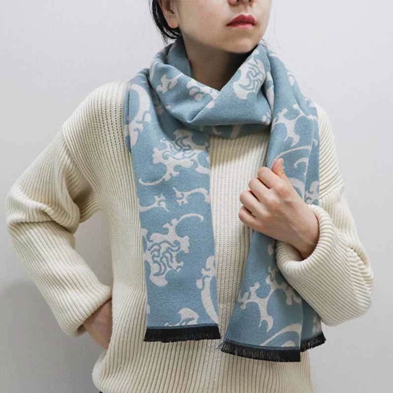 Luxurious Silk Velvet Autumn-Winter Scarf Cloud Pattern 30x180cm - SinoCultural