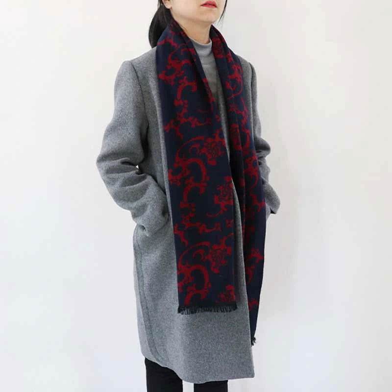 Luxurious Silk Velvet Autumn-Winter Scarf Cloud Pattern 30x180cm - SinoCultural