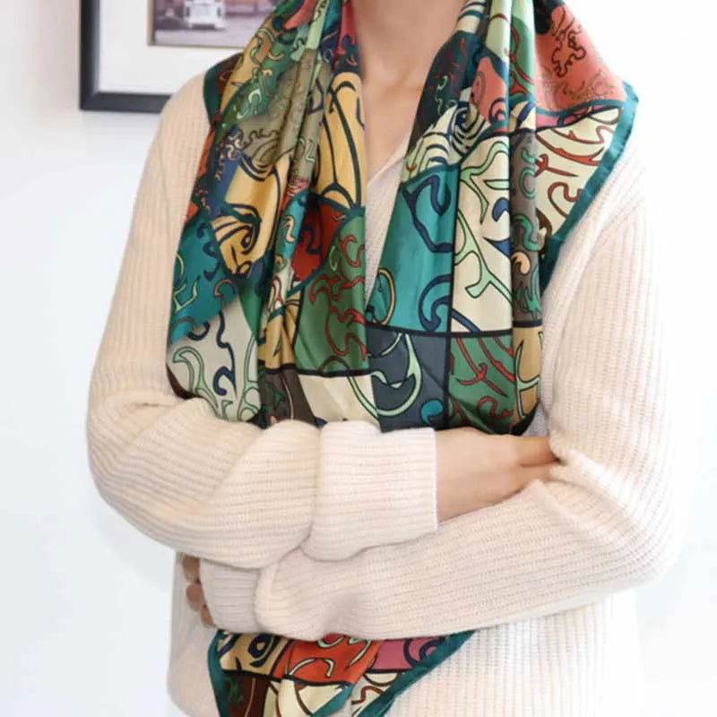 Vintage Silk and Wool Scarf Cloud Pattern 87x87cm & 100x100cm - SinoCultural