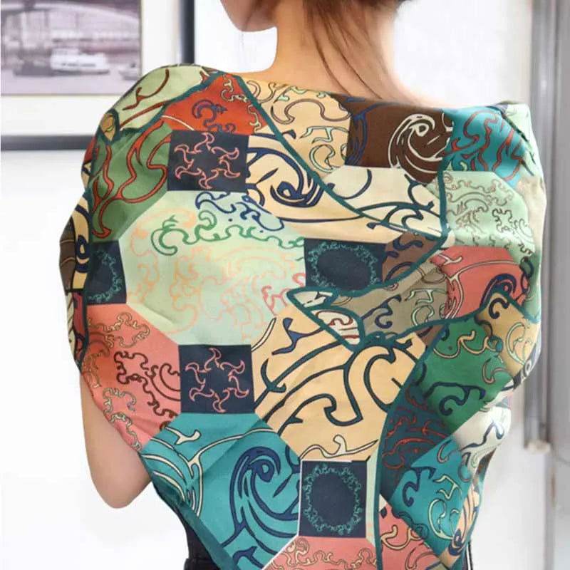 Vintage Silk and Wool Scarf Cloud Pattern 87x87cm & 100x100cm - SinoCultural