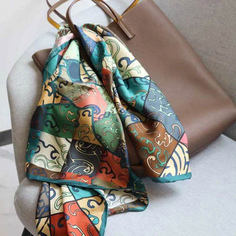 Vintage Silk and Wool Scarf Cloud Pattern 87x87cm & 100x100cm - SinoCultural