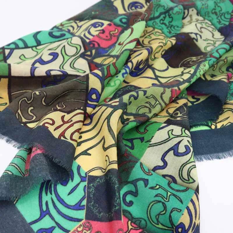Vintage Silk and Wool Scarf Cloud Pattern 87x87cm & 100x100cm - SinoCultural