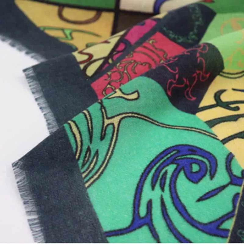 Vintage Silk and Wool Scarf Cloud Pattern 87x87cm & 100x100cm - SinoCultural