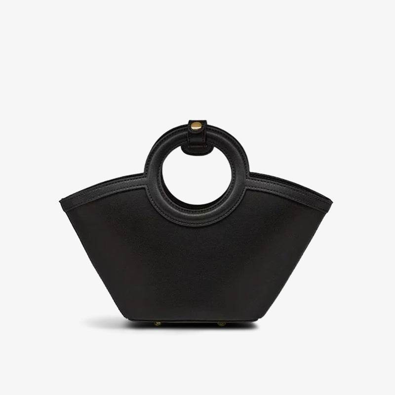 Xiangyunsha Silk Black Maple Leaves Basket Bag - SinoCultural -- P120497 - 
