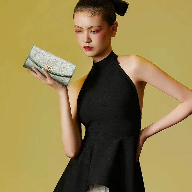Song Brocade Color-Woven Silk Clutch Bag Evening Bag - SinoCultural -- KM-0227-M2 - 