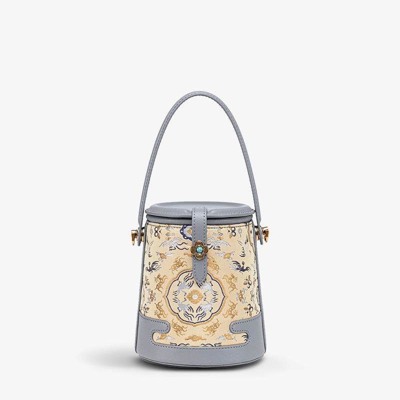 Song Brocade Fragrant Cloud Silk Bucket Bag - SinoCultural -- KM-0216-M2 - 