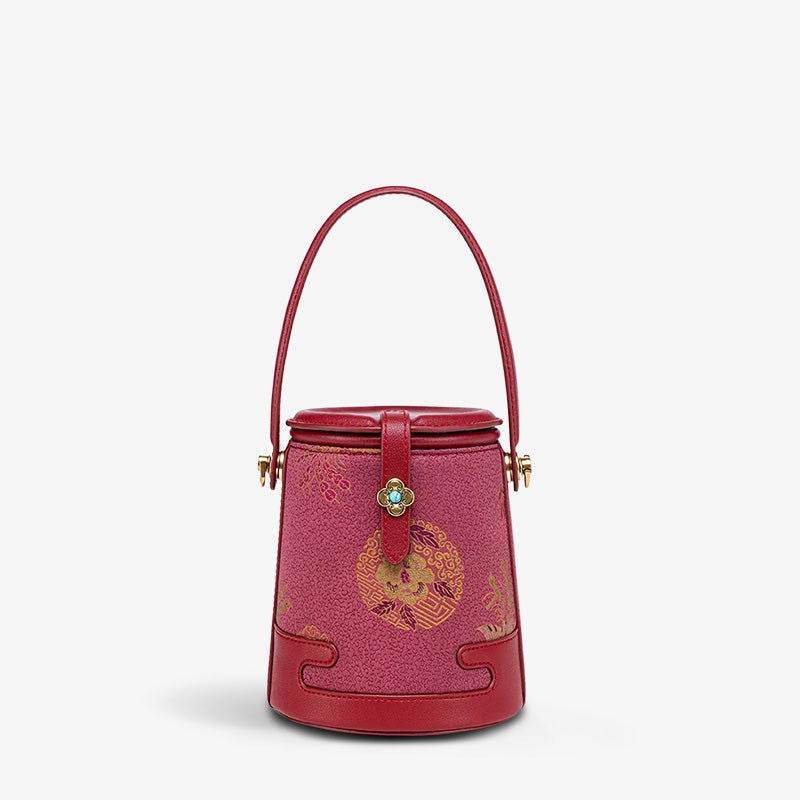 Song Brocade Fragrant Cloud Silk Bucket Bag - SinoCultural -- KM-0216-M2 - 