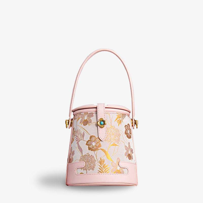 Song Brocade Fragrant Cloud Silk Bucket Bag - SinoCultural -- KM-0216-M2 - 