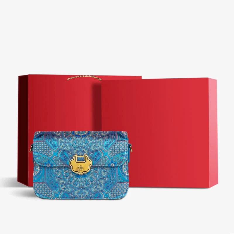Song Brocade Leather Luxurious Clutch Handbag - SinoCultural -- W2144-3 - 