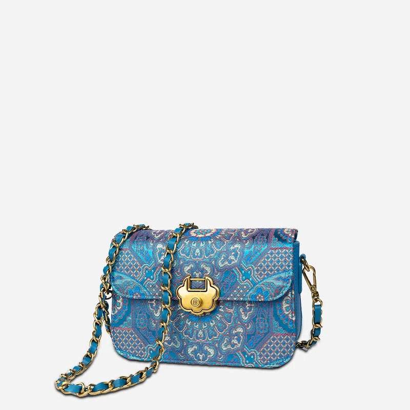 Song Brocade Leather Luxurious Clutch Handbag - SinoCultural -- W2144-3 - 