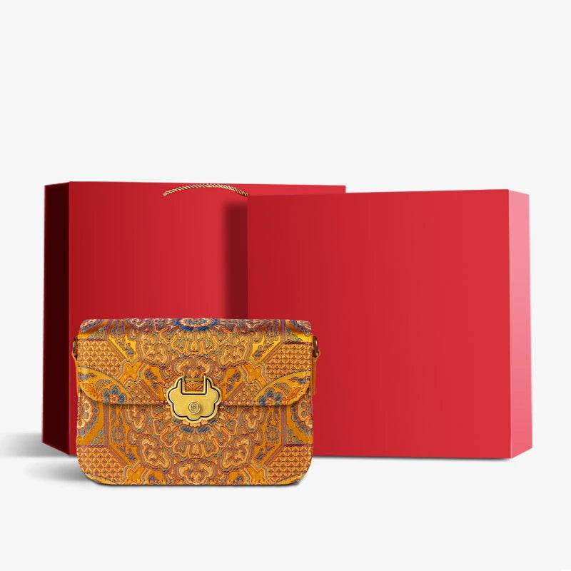 Song Brocade Leather Luxurious Clutch Handbag - SinoCultural