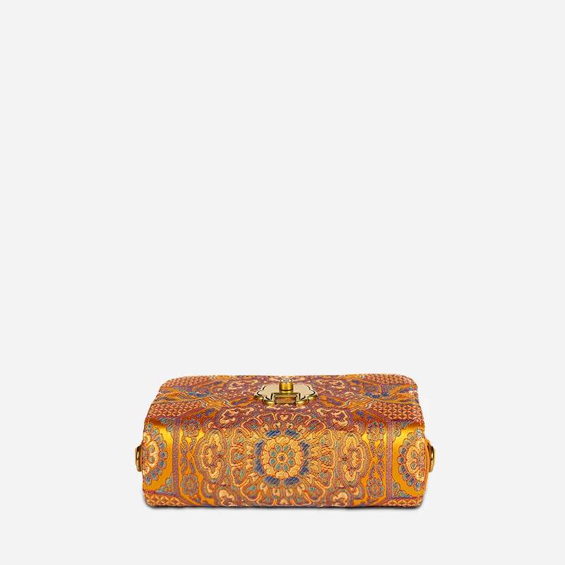 Song Brocade Leather Luxurious Clutch Handbag - SinoCultural