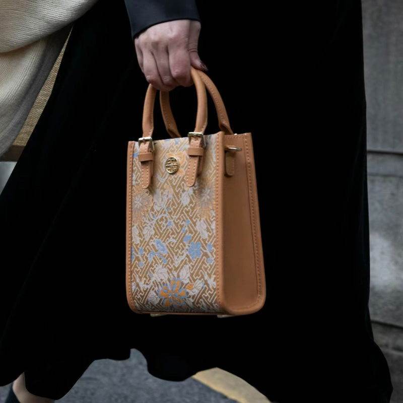 Song Brocade Mulberry Silk Retro Shoulder Handbag - SinoCultural -- P120639 - 