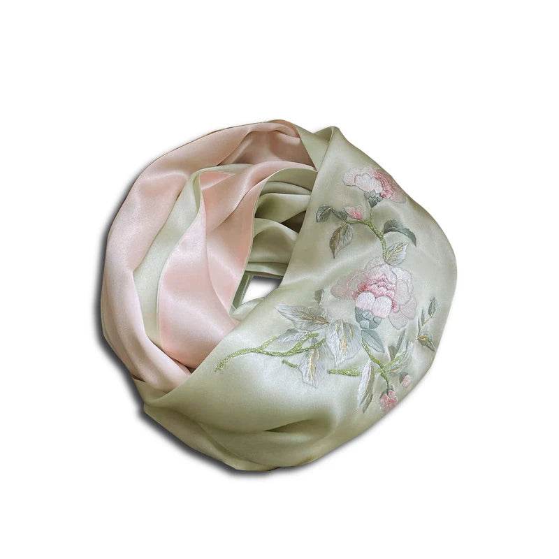 Handcrafted Suzhou Embroidery 100% Mulberry Silk Scarf 155x35cm - SinoCultural