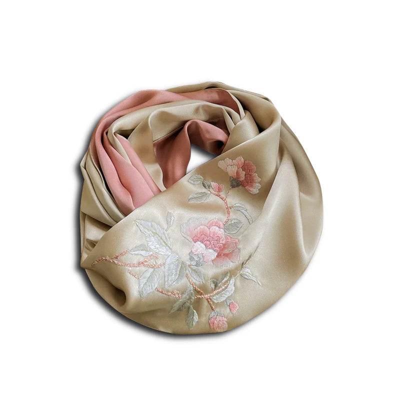 Handcrafted Suzhou Embroidery 100% Mulberry Silk Scarf 155x35cm - SinoCultural