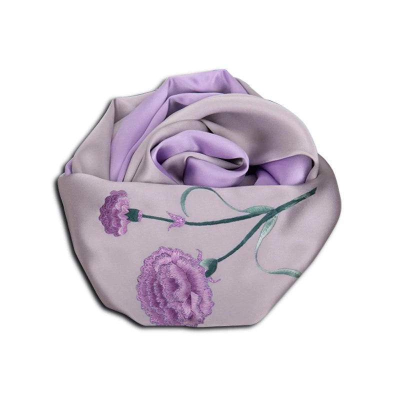 Handcrafted Suzhou Embroidery Silk Scarf 100% Mulberry Silk 155x35cm - SinoCultural