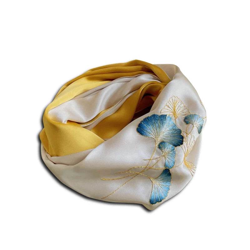 Handmade Suzhou Embroidery 16 Momme Silk Scarf 155x35cm - SinoCultural