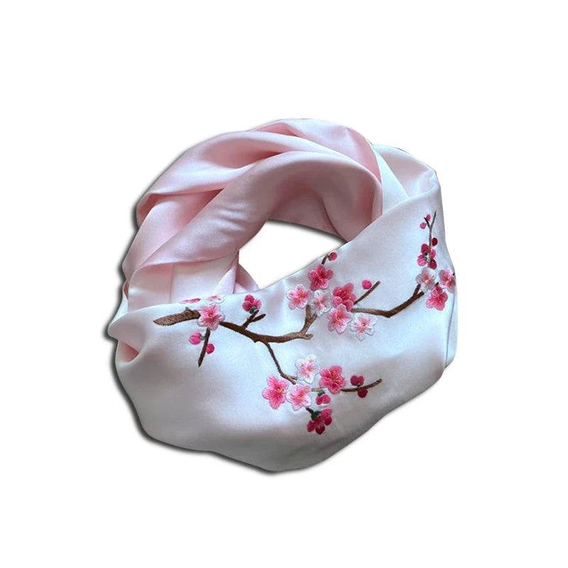 Handmade Su Embroidery 16 Momme Silk Scarf 155x35cm - SinoCultural