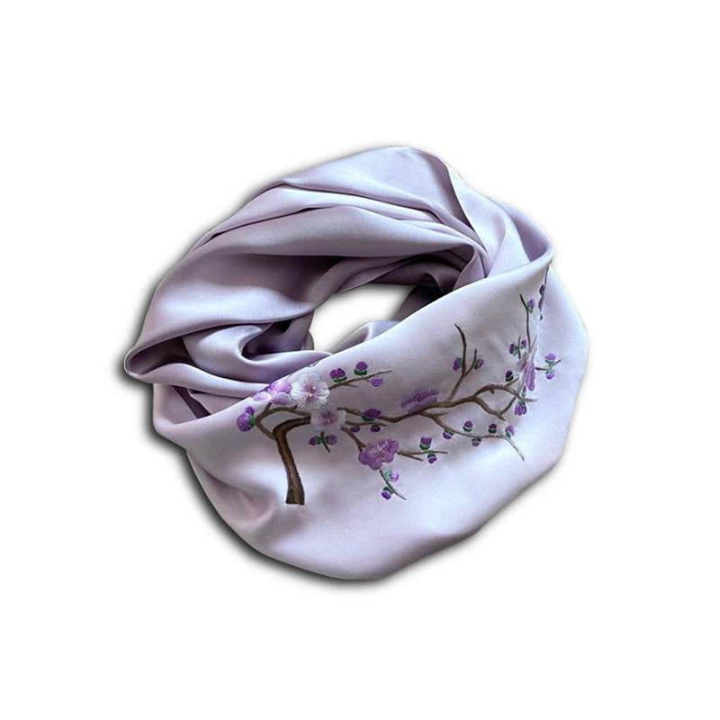 Handmade Su Embroidery 16 Momme Silk Scarf 155x35cm - SinoCultural