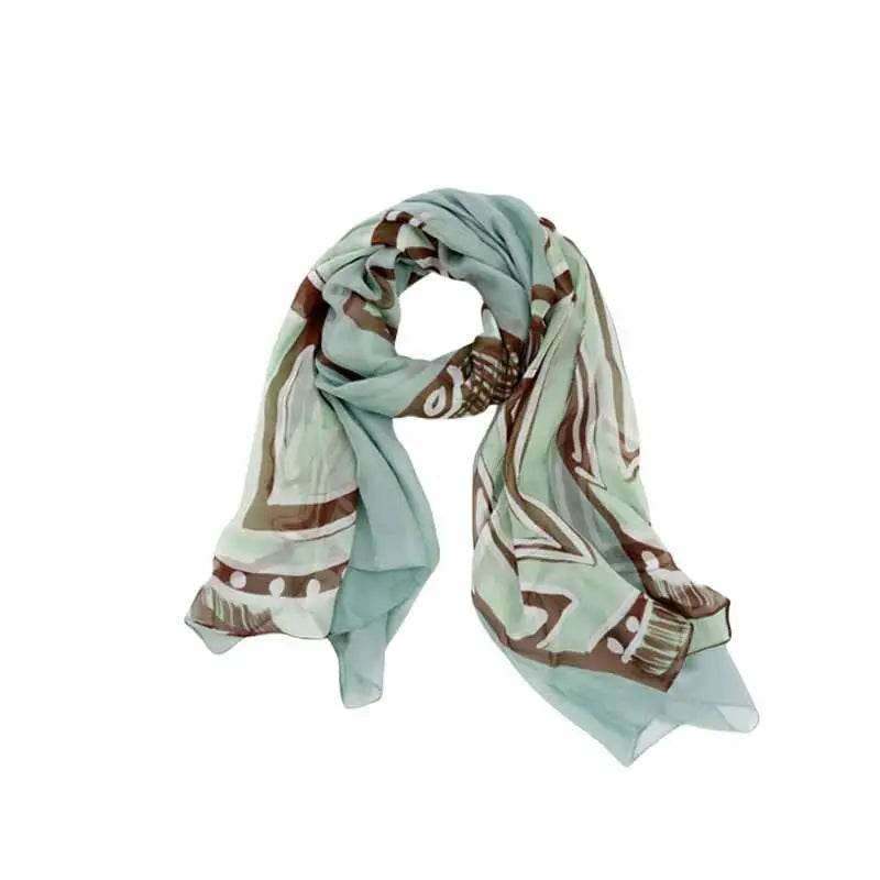 100% Mulberry Silk Oversized Green Silk Scarf 180x110cm - SinoCultural