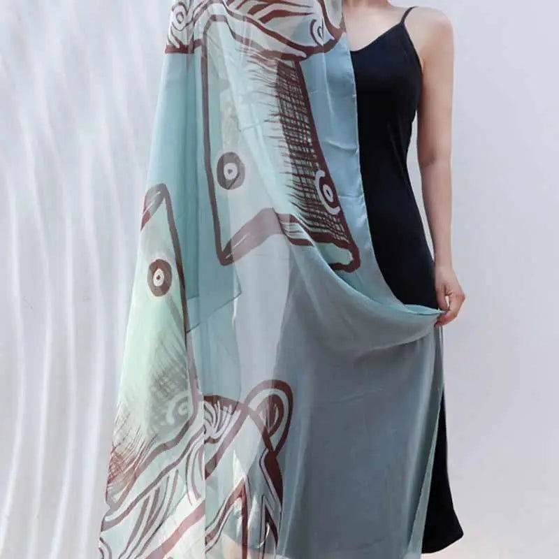 100% Mulberry Silk Oversized Green Silk Scarf 180x110cm - SinoCultural