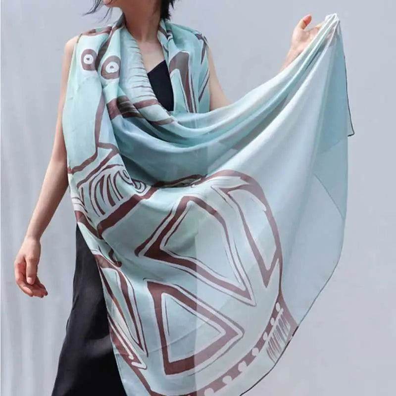 100% Mulberry Silk Oversized Green Silk Scarf 180x110cm - SinoCultural