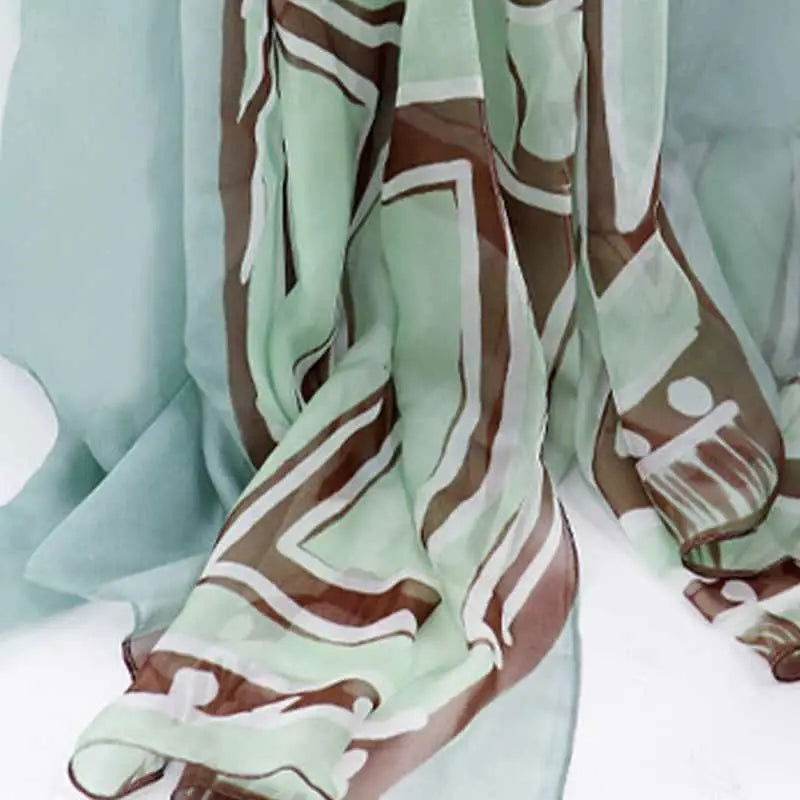 100% Mulberry Silk Oversized Green Silk Scarf 180x110cm - SinoCultural