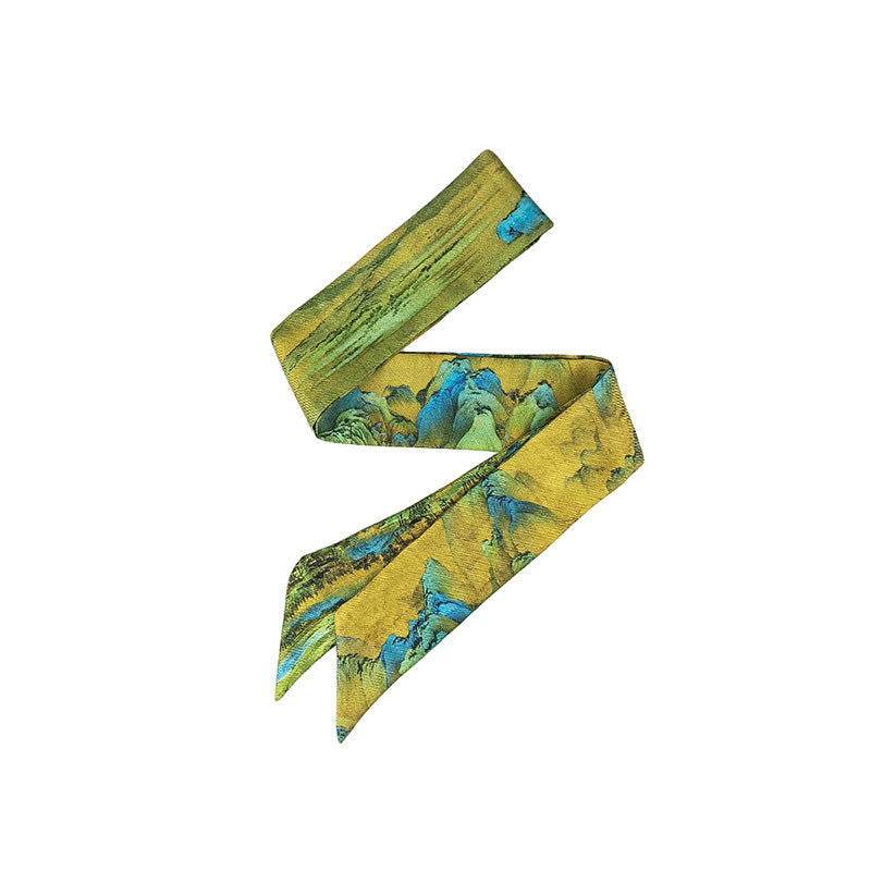 Mulberry Silk 16 Momme Chinese Painting Silk Twilly Scarf 120x5cm - SinoCultural