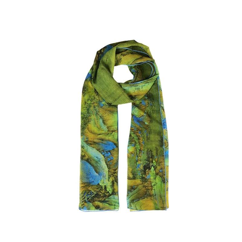 Mulberry Silk 12 Momme Chinese Painting Silk Scarf 190x60cm - SinoCultural