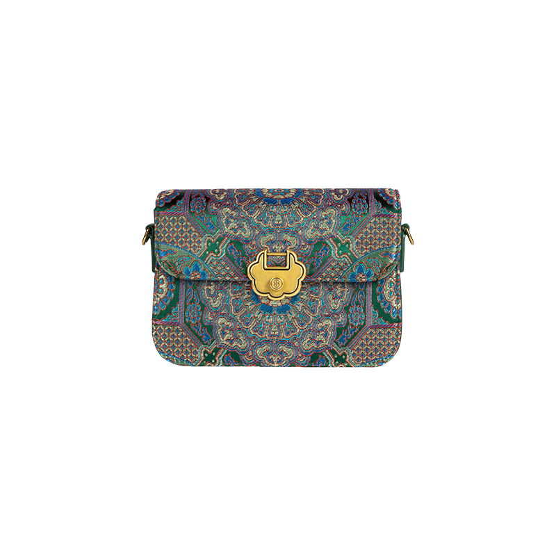 Song Brocade Leather Luxurious Clutch Handbag