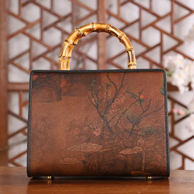 Fragrant Cloud Silk Chinese Style Vintage Bamboo Tote Handbag-sinocultural