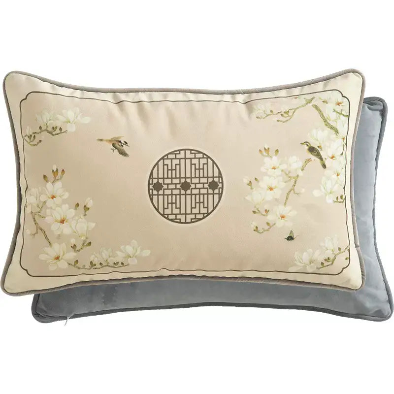 Chinoiserie Classical Windows Short Plush Lumbar Pillow