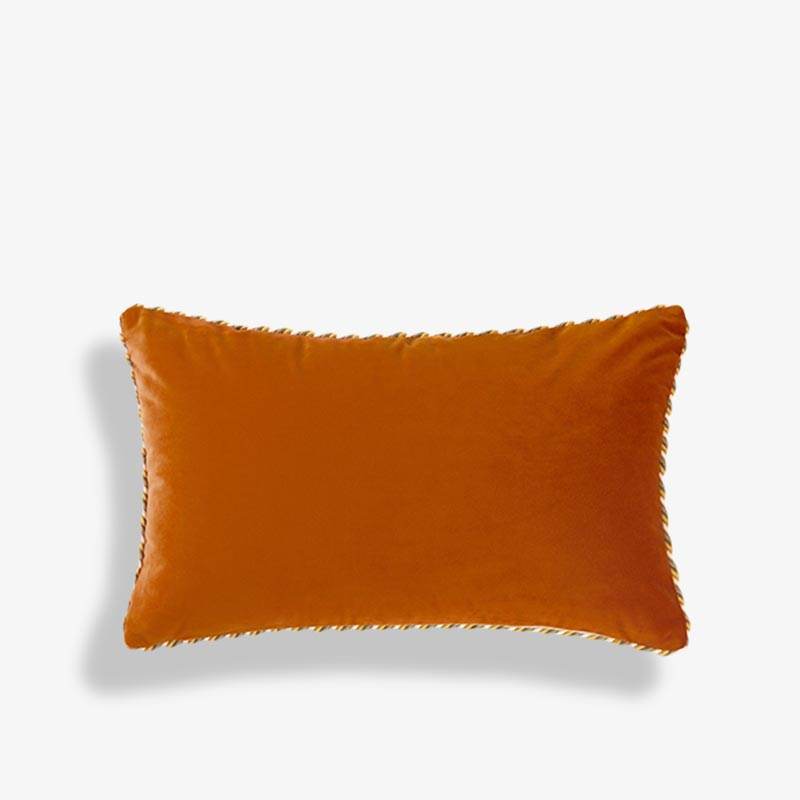 Chinoiserie Orange Spring Floral Bird Pattern Short Plush Lumbar Pillow - SinoCultural -- WP032A01 - 