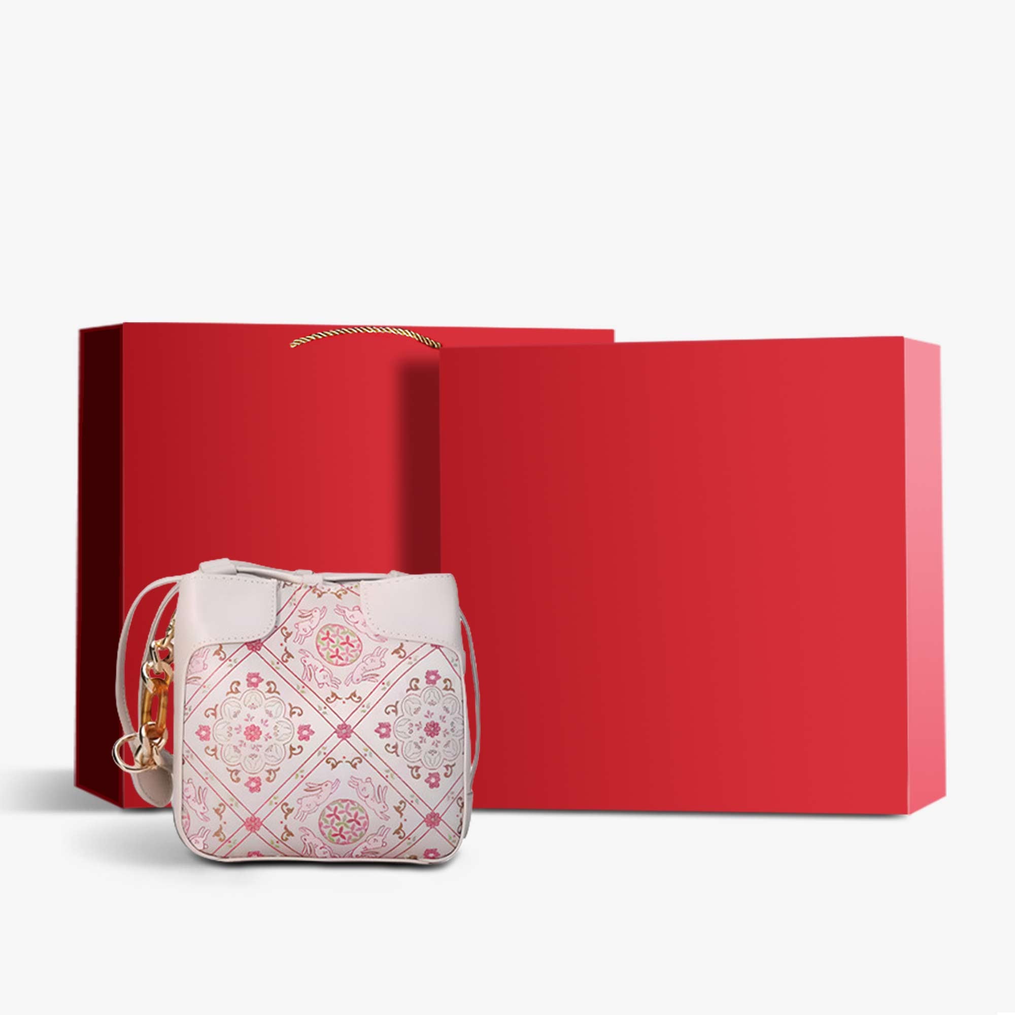 Song Brocade Lovely Pink Rabbit Bucket Bag-Bucket Bag-SinoCultural-Pink-Bag with Gift Box-YJXB018-g-SinoCultural