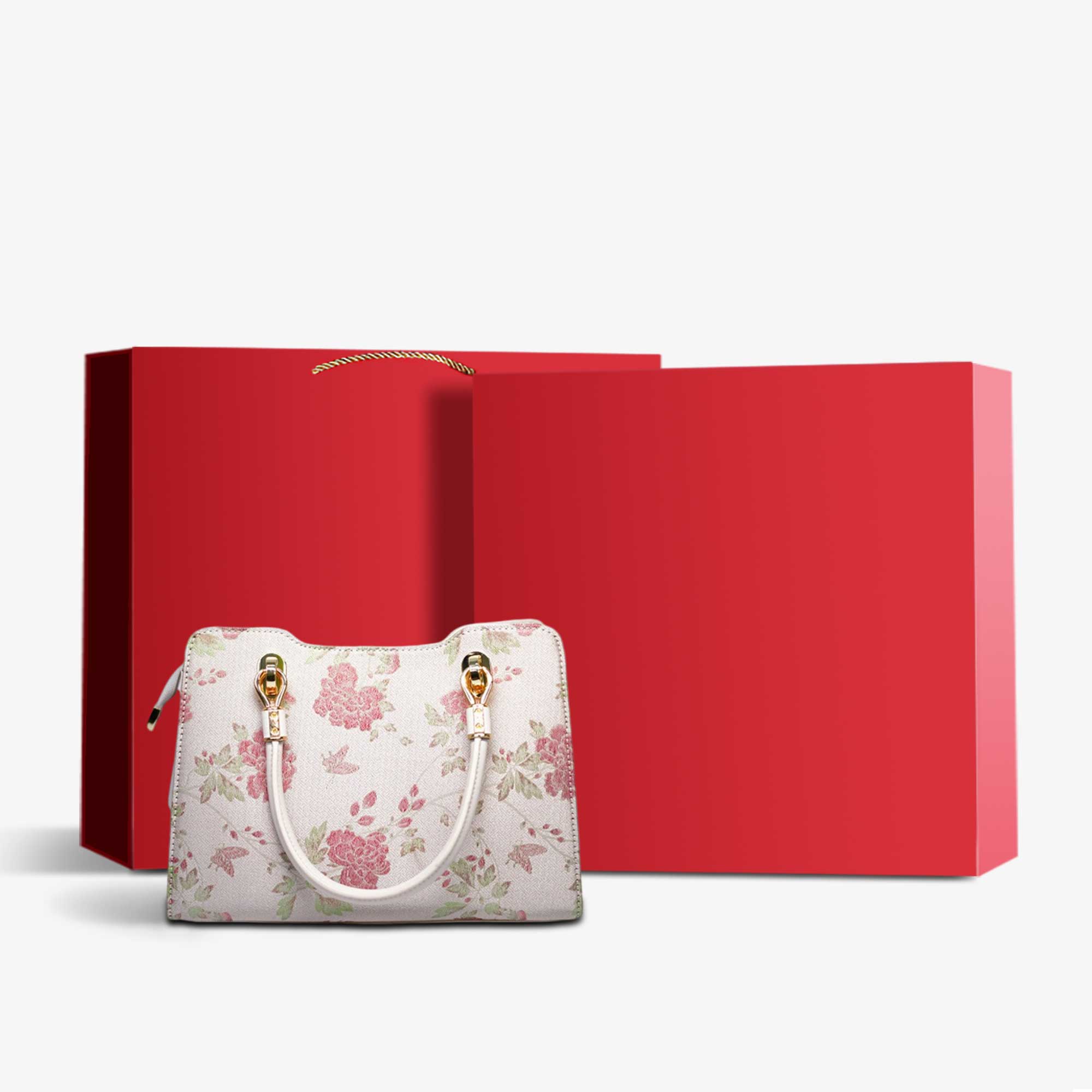 Song Brocade Mulberry Silk Peony Crossbody Bag-Tote Bag-SinoCultural-Pink-Bag with Gift Box-YJXB028-g-SinoCultural