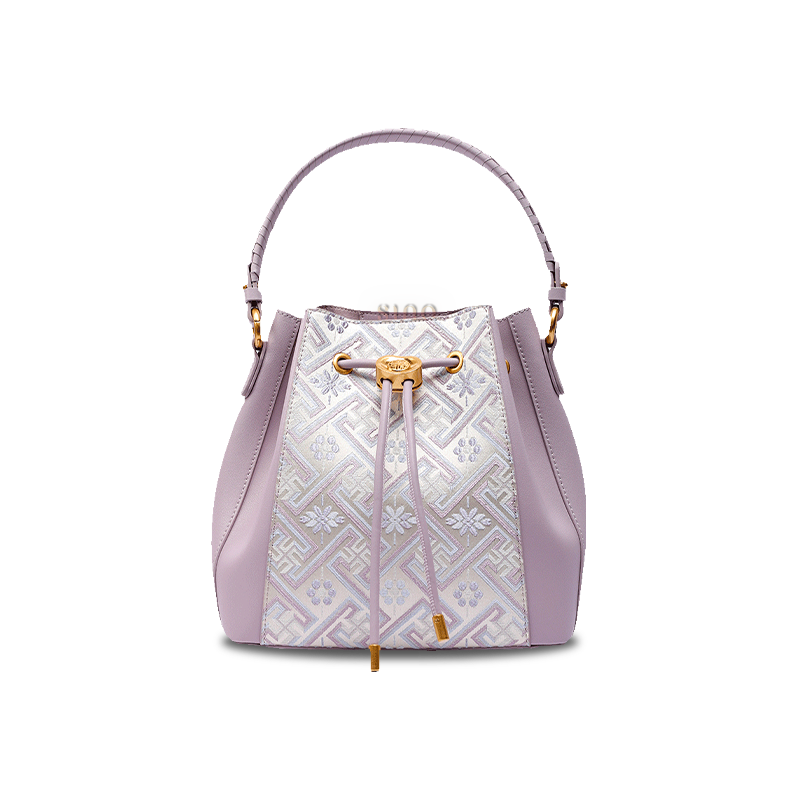 Zhuang Brocade Leather Crossbody Bag Backpack Romantic Purple - SinoCultural