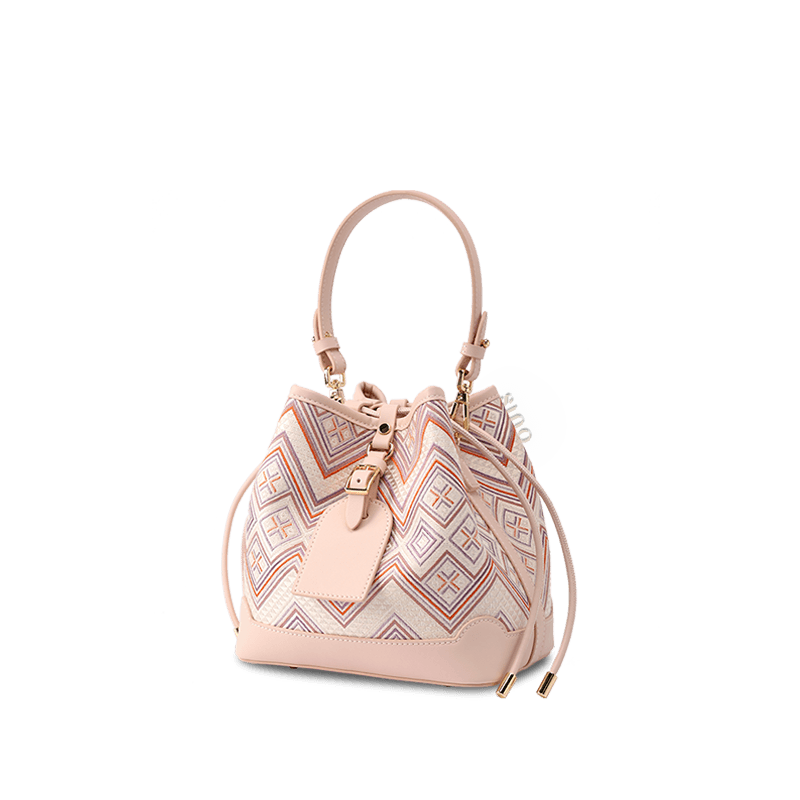 Zhuang Brocade Leather Crossbody Bag Artisan-Crafted Ethnic Motifs - SinoCultural -- FJ220680-2 - 