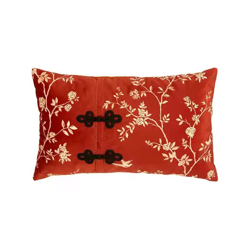 Chinoiserie Red Festive Chinese Style Throw Pillow - SinoCultural