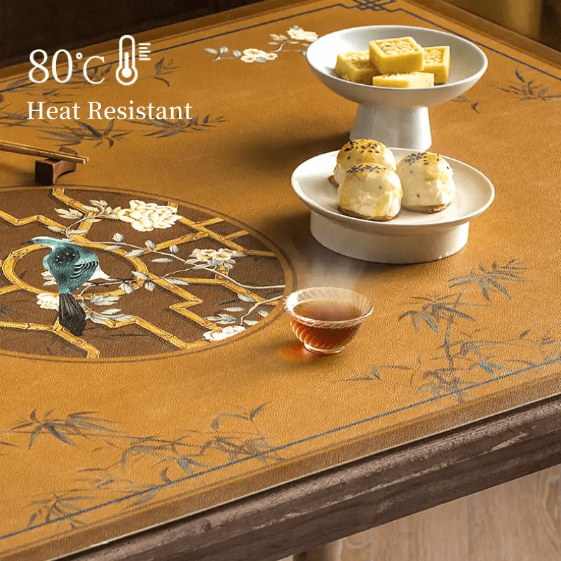 Chinoiserie Retro Stain Resistant Leather Coffee Table Mat - SinoCultural