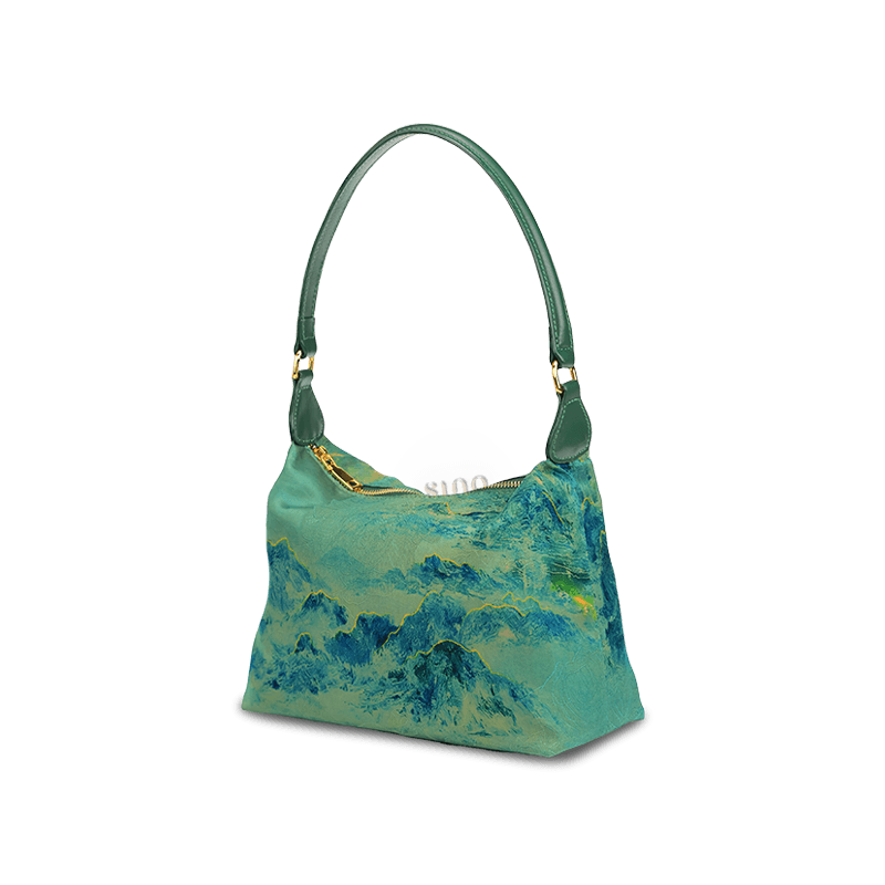 Xiangyunsha Silk Mulberry Silk Vintage Shoulder Bag - SinoCultural -- YSY1002Q - 