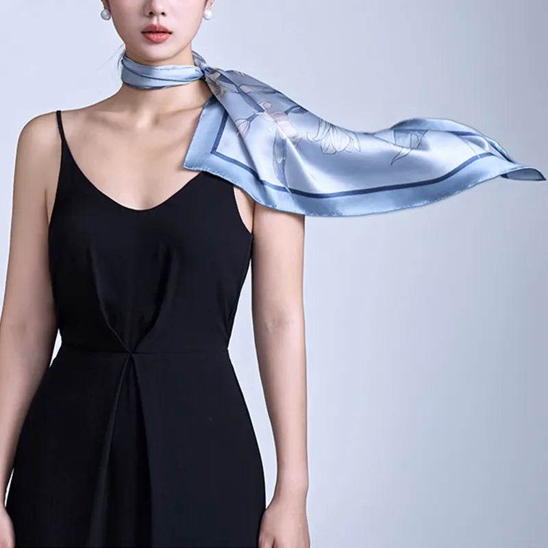 100% Mulberry Silk Summer Lily Square Scarf 70 x 70 Cm - SinoCultural -- SS024-1